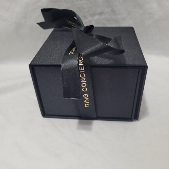Ring Concierge Bracelet Box Black Empty Magnetic Attached Ribbon Pillow Logo - Picture 5 of 14